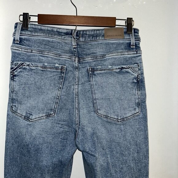 Buckle Black Light Blue Fit No 75 High Rise Shaping Distressed Bootcut Jeans 28 - Picture 6 of 11